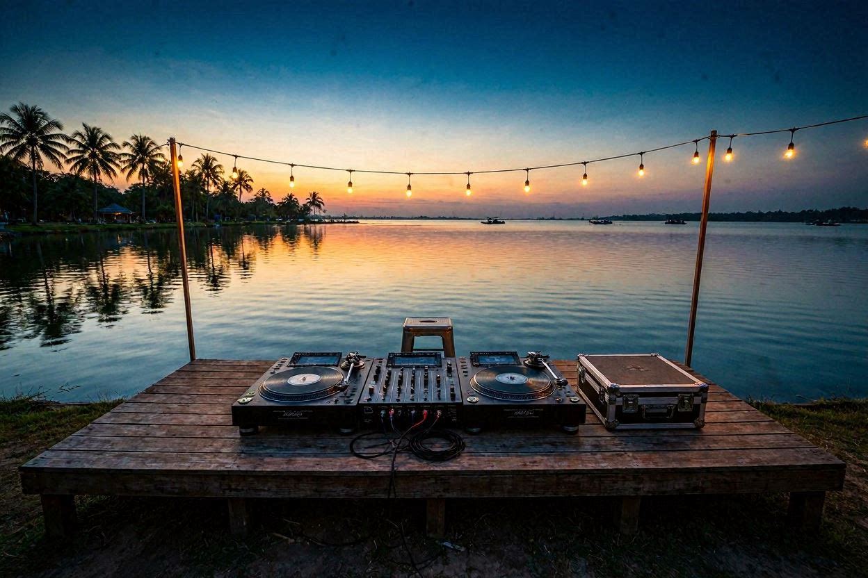DJ + sound setup for outdoor picnic event